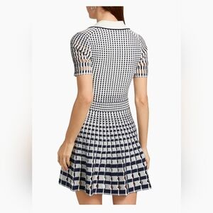 New Jonathan Simkhai Navy and White Patterned Mini Knit Dress